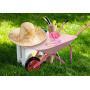 Hortem 5PCS Kids Wheelbarrow Set, Metal Construction Kids Wheel Barrel and Kids Garden Tools,Kids Gardening Glove, Gifts for Children (Pink)