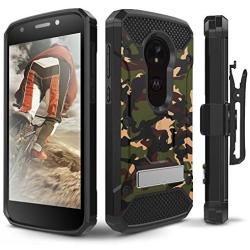 Moto E5 Play / E5 Cruise Case, Evocel [Explorer Series Pro] Premium Full Body Case with Glass Screen Protector, Belt Clip, Metal Kickstand for Motorola Moto E5 Cruise/Moto E5 Play, Camouflage