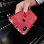 iPhone Xs Max Diamond Bumper for Women, DMaos Sparkly Rhinestone Metal Bumper with Front and Back Glitter Sticker, Luxury for iPhone 10s Max 6.5 inch - Red