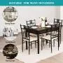 TANGKULA 5 Piece Dining Table and Chairs Set Vintage Retro Wood Top Metal Frame Padded Seat Dining Table Set Home Kitchen Dining Room Furniture TANGKULA 5 Piece Dining Table and Chairs Set Vintage Retro Wood Top Metal Frame Padded Seat Dining Table Set Home Kitchen Dining Room Furniture