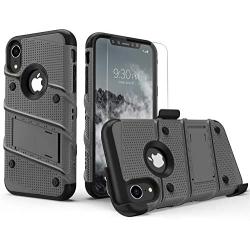 ZIZO Bolt Series for iPhone XR Case Military Grade Drop Tested with Tempered Glass Screen Protector Holster and Kickstand Metal Gray Black