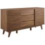 Modway Render 63'' Mid-Century Modern Sideboard Buffet Table or TV Stand in Walnut
