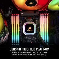 Corsair H100i RGB PLATINUM AIO Liquid CPU Cooler,240mm,Dual ML120 PRO RGB PWM Fans,Intel 115x/2066,AMD AM4/TR4