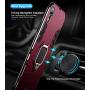 iPhone XR Case, Heavy Duty Shockproof Phone Cover with Magnetic Car Mount Metal Ring Kickstand for Apple iPhone XR 6.1inch - Red