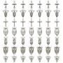 60pcs Antique Silver Tibetan Style Rosary Cross and Center Miraculous Medal with Alloy Crucifix Cross Pendants and Oval Chandelier Links for Rosary Holy Beads Necklace Making M154