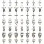 60pcs Antique Silver Tibetan Style Rosary Cross and Center Miraculous Medal with Alloy Crucifix Cross Pendants and Oval Chandelier Links for Rosary Holy Beads Necklace Making M154
