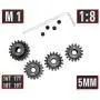 Mod 1 Pinion Gear 5mm Set Hardened 16T 17T 18T 19T, 4pcs Mod1 M1 Pitch Gears RC Upgrade Part with Hex Key