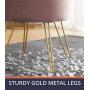 Ornavo Home Modern Round Velvet Storage Ottoman Foot Rest Stool/Seat with Gold Metal Legs & Tray Top Coffee Table - Blush