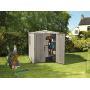 Keter Factor 6x6 Large Resin Outdoor Shed for Patio Furniture, Lawn Mower, and Bike Storage, Beige/Brown