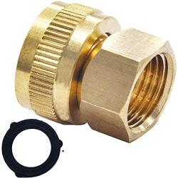 HZFJ 1PCS Thumb Quick Swivel Connector Adapter,Industrial Metal Brass Garden Hose Threaded 3/4 to 1/2 NPT Fitting Connect, Double Female Thread Garden Hose Adapter Size 3/4'' x 1/2'' NPT Pipe