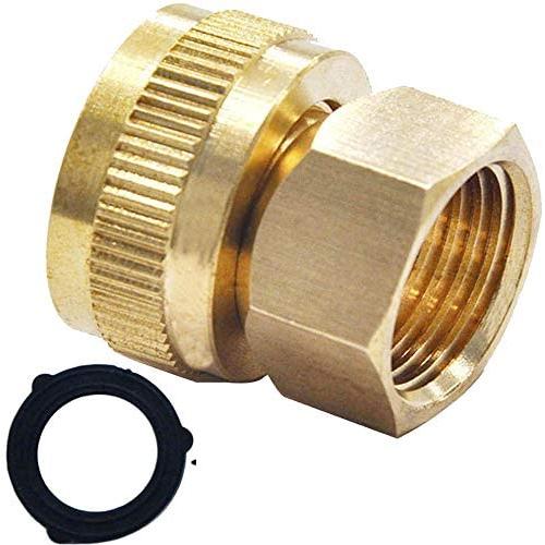 HZFJ 1PCS Thumb Quick Swivel Connector Adapter,Industrial Metal Brass Garden Hose Threaded 3/4 to 1/2 NPT Fitting Connect, Double Female Thread Garden Hose Adapter Size 3/4'' x 1/2'' NPT Pipe