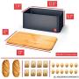 Bread Box with Bamboo Lid - Kensington London Countertop Metal Bread Bin Set with Wooden Chopping Board Top - Keeps Bread Fresher For Longer