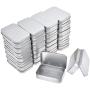 Aybloom Metal Rectangular Empty Hinged Tins - 30 Pack Silver Mini Portable Box Containers Small Storage Kit & Home Organizer