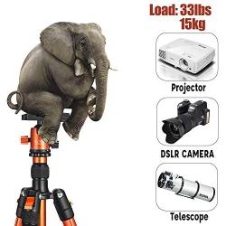 MACTREM Professional Camera Tripod with Phone Mount, 62'' DSLR Tripod for Travel, Super Lightweight and Reliable Stability, Ball Head Tripod Detachable Monopod with Carry Bag (Orange)