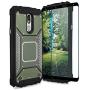 TJS Phone Case Compatible with LG Stylo 4 2018/Stylo 4 Plus/Q Stylus/Q Stylus Plus/Q Stylus Alpha, [Full Coverage Tempered Glass Screen Protector] Aluminum Magnetic Support Metal Plate Back (Green)
