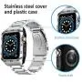 HATALKIN Compatible with Apple Watch Band 44mm Series 6 5 4 SE with Rugged Metal Bumper Case,Men Bands for Apple Watch SE/iWatch Series 6 5 4 44mm Stainless Steel Protective Cases Drop-Proof (shampin