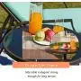 LOKATSE HOME 3 Pieces Outdoor Patio Chaise Lounges Chairs Set Adjustable with Folding Table, Light Blue Cushions LOKATSE HOME 3 Pieces Outdoor Patio Chaise Lounges Chairs Set Adjustable with Folding Table, Light Blue Cushions