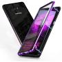 Jonwelsy Magnetic Adsorption Case for Samsung Galaxy S10, 360 Degree Front and Back Clear Tempered Glass Flip Cover, Metal Bumper Frame for Samsung Galaxy S10 (Purple)