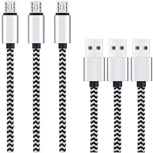 Micro USB Cable 10ft 3Pack by Ailun High Speed 2.0 USB A Male to Micro USB Sync Charging Nylon Braided Cable for Android Phone Charger Cable Tablets Wall and Car Charger Connection Silver&Blackwhite Micro USB Cable 10ft 3Pack by Ailun High Speed 2.0 USB A Male to Micro USB Sync Charging Nylon Braided Cable for Android Phone Charger Cable Tablets Wall and Car Charger Connection Silver&Blackwhite