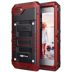 Mitywah Waterproof Case Compatible with iPhone 6/ 6S Plus,Heavy Duty Durable Metal Full Body Protective Case Built-in Screen Protection Shockproof Dustproof Rugged Military Grade Defender,Red