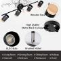 TeHenoo Adjustable Track Lighting Kit, 4-Lights Ceiling Light GU10 Bulb with Metal and Wood Shade for Living Room, Kitchen, Utility Room (Black)