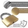 Keyed Padlock - Large 2'' Lock with 5 Matching Keys - Shackle Lock for Luggage, Suitcase, Door, Cabinet, Gate, Chests, Lockers - Strong Weatherproof Lock Set Made from Hardened Steel and Solid Brass