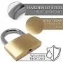 Keyed Padlock - Large 2'' Lock with 5 Matching Keys - Shackle Lock for Luggage, Suitcase, Door, Cabinet, Gate, Chests, Lockers - Strong Weatherproof Lock Set Made from Hardened Steel and Solid Brass Keyed Padlock - Large 2'' Lock with 5 Matching Keys - Shackle Lock for Luggage, Suitcase, Door, Cabinet, Gate, Chests, Lockers - Strong Weatherproof Lock Set Made from Hardened Steel and Solid Brass