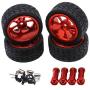 F Fityle 4Pieces RC Car Tires Accessory Spare Parts Wheels for Wltoys 1/14 Scale 144001 A959 A949 A969 RC Car - Red