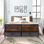 VASAGLE Metal Frame with Headboard, Footboard, No Box Spring Needed, Under-Bed Storage, Queen, Classic Rustic