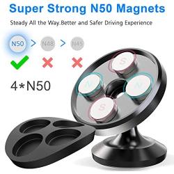 [ 2 Pack ] Magnetic Phone Mount, [ Super Strong Magnet ] [ with 4 Metal Plate ] car Magnetic Phone Holder, [ 360° Rotation ] Universal Dashboard car Mount Fits iPhone Samsung etc Most Smartphones