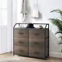 HOMECHO Fabric Dresser with 6 Drawers, Wide Chest of Drawers with Wood Top, Sturdy Metal Frame, Furniture Storage Tower for Bedroom, Closets, Hallway, Entryway, Dark Brown HOMECHO Fabric Dresser with 6 Drawers, Wide Chest of Drawers with Wood Top, Sturdy Metal Frame, Furniture Storage Tower for Bedroom, Closets, Hallway, Entryway, Dark Brown