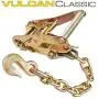 VULCAN Car Tie Downs with Chain Anchors - Lasso Style - 2 Inch x 96 Inch, 4 Pack - Classic Yellow - 3,300 Pound Safe Working Load VULCAN Car Tie Downs with Chain Anchors - Lasso Style - 2 Inch x 96 Inch, 4 Pack - Classic Yellow - 3,300 Pound Safe Working Load