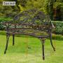 Metal Outdoor Bench Outdoor Patio Bench Garden Park Bench Iron Cast Aluminum Romantic Rose Antique Decoration Bench Porch Path Chair Suitable for Outdoor Parks Patio Backyard Lawn Porch Garden