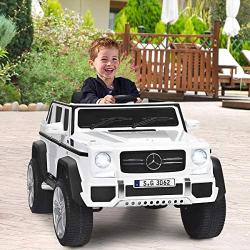 Costzon Ride on Car, Licensed Mercedes-Benz Maybach G650S, 12V Battery Powered Toy w/ 2 Motors, 2.4G Remote Control, 3 Speeds, Lights, Horn, Music, Truck, Electric Vehicle for Kids (White)