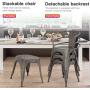 Metal Dining Chairs Set of 4 Patio Chiar Indoor Outdoor Metal Chairs Kitchen Metal Chairs 18 Inch Seat Height Restaurant Chair 330LBS Weight Capacity Tolix Side Metal Stackable Bar Chairs