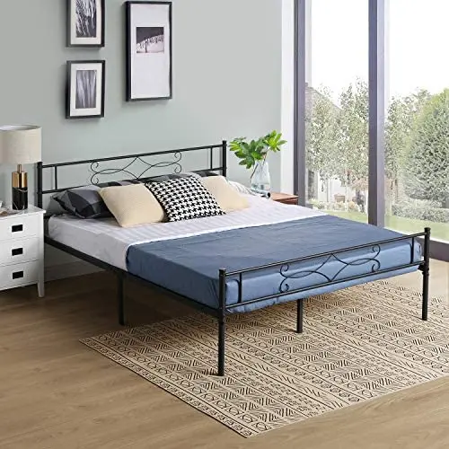 VECELO Black Full Metal Bed Frame with Headboard & Footboard Premium Steel Slat Support No Box Spring Needed Noise-Free Anti-Slip Easy Assembly VECELO Black Full Metal Bed Frame with Headboard & Footboard Premium Steel Slat Support No Box Spring Needed Noise-Free Anti-Slip Easy Assembly