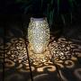 Solar Lantern Outdoor Hanging Decor Lanterns Decorative Garden Powered Decorations Patio Porch Lights Pathway Tabletop Lamps Table Light Outside Floor Moroccan Pathway Metal Yard 1 Pc (White)