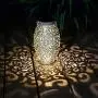 Solar Lantern Outdoor Hanging Decor Lanterns Decorative Garden Powered Decorations Patio Porch Lights Pathway Tabletop Lamps Table Light Outside Floor Moroccan Pathway Metal Yard 1 Pc (White)