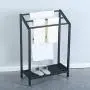 MBQQ Industrial Indoor/Outdoor Free Standing Towel Rack for Bathroom,3 Tier Metal Towel Bar Stand with Shelf,Blcak MBQQ Industrial Indoor/Outdoor Free Standing Towel Rack for Bathroom,3 Tier Metal Towel Bar Stand with Shelf,Blcak