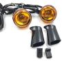 HTTMT MT224-017R- Heavy Billet Aluminum Rear Turn Signal Light Indicator Light Yellow lens With Long Black Heavy Metal Brackets Compatible with 1992-2016 Harley Davidson Sportster XL 883 1200