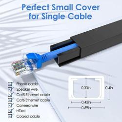 One-Cord Channel Cable Concealer - CMC-03 Cord Cover Wall Cable Management System - 125'' Cable Hider Raceway Kit for a Power Cord, Ethernet Cable, Speaker Wire - 8X L15.7in, W0.59in H0.4in, Black