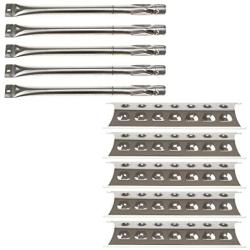 Hisencn Replacement Repair Kit for Master Forge 5 Burner 2518-3, 3218LT, 3218LTN, L3218 Gas Grill Models, BBQ Grill SS Pipe Burners Tube, Heat Shield Tent Plate Parts