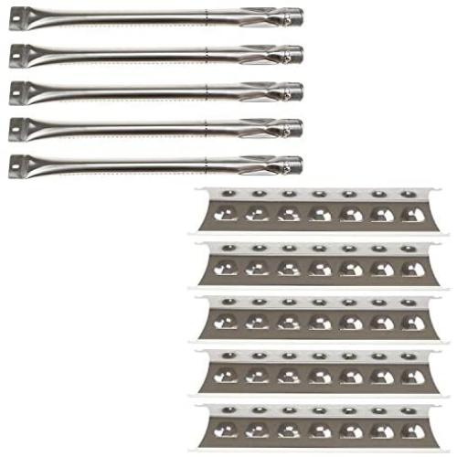Hisencn Replacement Repair Kit for Master Forge 5 Burner 2518-3, 3218LT, 3218LTN, L3218 Gas Grill Models, BBQ Grill SS Pipe Burners Tube, Heat Shield Tent Plate Parts
