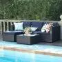 PHI VILLA Patio Sectional Wicker Rattan Small Outdoor Furniture Sofa Set with Upgrade Rattan (3 Piece,Blue) PHI VILLA Patio Sectional Wicker Rattan Small Outdoor Furniture Sofa Set with Upgrade Rattan (3 Piece,Blue)