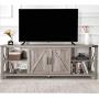 Amerlife 68'' TV Stand Wood Metal TV Console Industrial Entertainment Center Farmhouse with Storage Cabinets and Shelves for TVs Up to 78'', Rustic Gray Wash