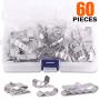 Rustark 60 Pieces Stainless Steel Cable Clips kit with 34 mm 23mm 14mm Wiring Frame Clip PV Module Wire Management for Solar Application Trailer Boat Auto