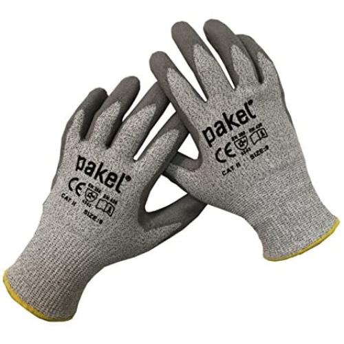 Pakel Y-01-08 High Performance En388 CE Level 5 Cut Resistant Knit Wrist Gloves (Size 8/Medium)