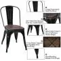 COSTWAY 18 Inch Dining Chair Set of 4, Industrial Vintage Stackable Metal Stools, Counter Bar Stools with High Backrest, Wood Seat, for Home, Kitchen and Cafe Bar Use