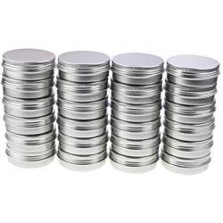 LJY 24 Pieces Round Aluminum Cans Screw Lid Metal Tins Jars Empty Slip Slide Containers (2 oz)