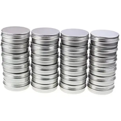 LJY 24 Pieces Round Aluminum Cans Screw Lid Metal Tins Jars Empty Slip Slide Containers (2 oz) LJY 24 Pieces Round Aluminum Cans Screw Lid Metal Tins Jars Empty Slip Slide Containers (2 oz)